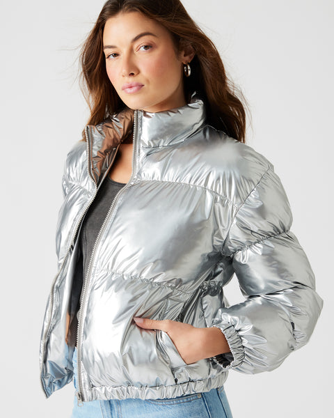 Keep Up With Me Puffer Jacket - Silver