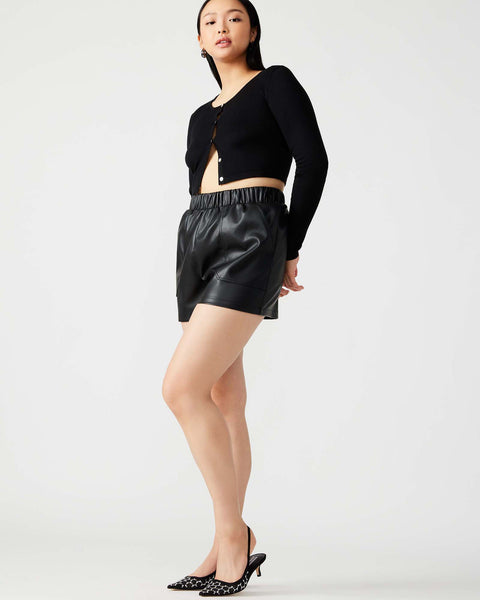 Faux Leather High Wait Snake Print Shorts