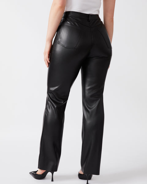 Faux Leather Star Motif Flared Trousers