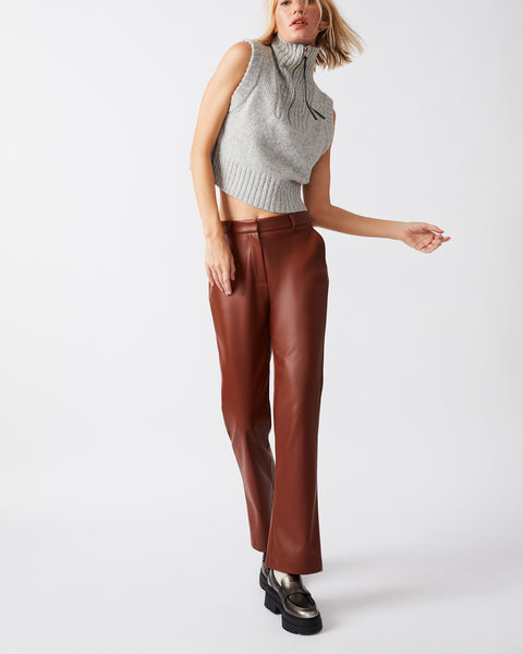 Women Genuine Suede Flared Pants Brown Real Leather Trousers Designer  Bottoms