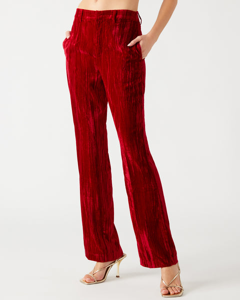 Taking the Reigns Red Crushed Velvet High-Waisted Wide Leg Pants