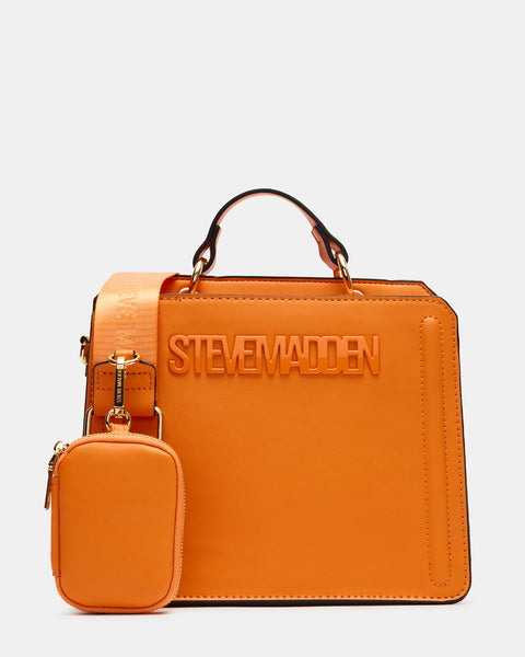 Orange Leather Top Handle Crossbody Bag