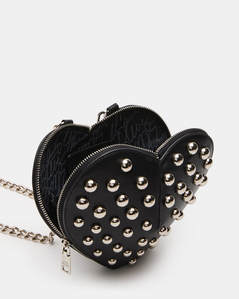 Quilted Heart Crossbody Bag - Black
