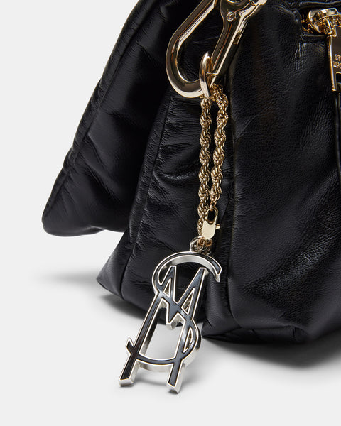 Steve Madden Black Faux Leather Gold Chain Shoulder Bag