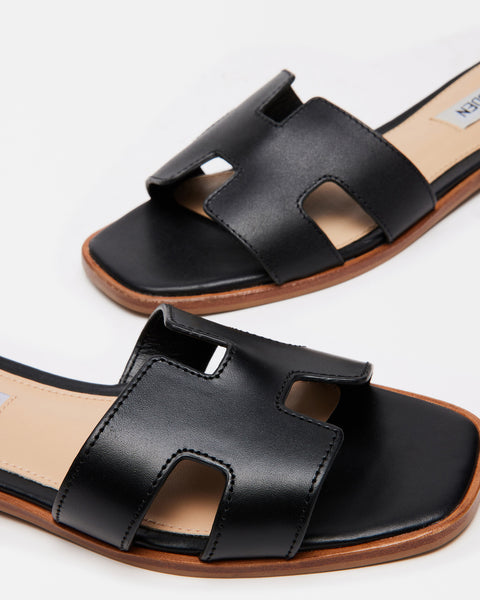 HADYN Black Leather Sandal  Women's Designer Sandals – Steve Madden