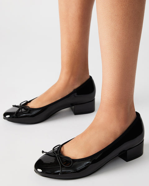 CHERISH Black Patent Slip-On Heels