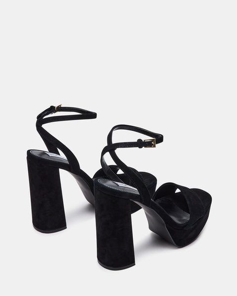 Louis Vuitton Black Suede Platform Ankle Strap Sandals Size 37