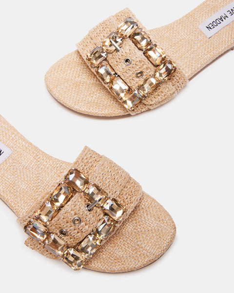 MARIKA Raffia Embellished Slide  Women's Sandals – Steve Madden