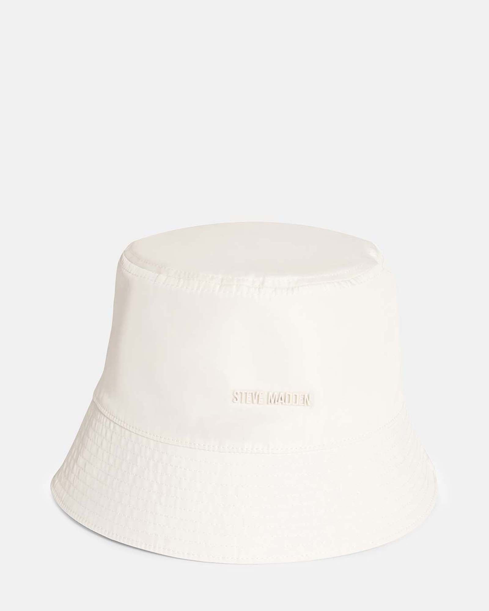 Steve Madden Women's Solid Satin-Lined Nylon Bucket Hat - White