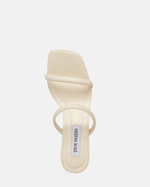 JOY White Leather Strappy Square Toe Sandal | Women's Heels – Steve Madden