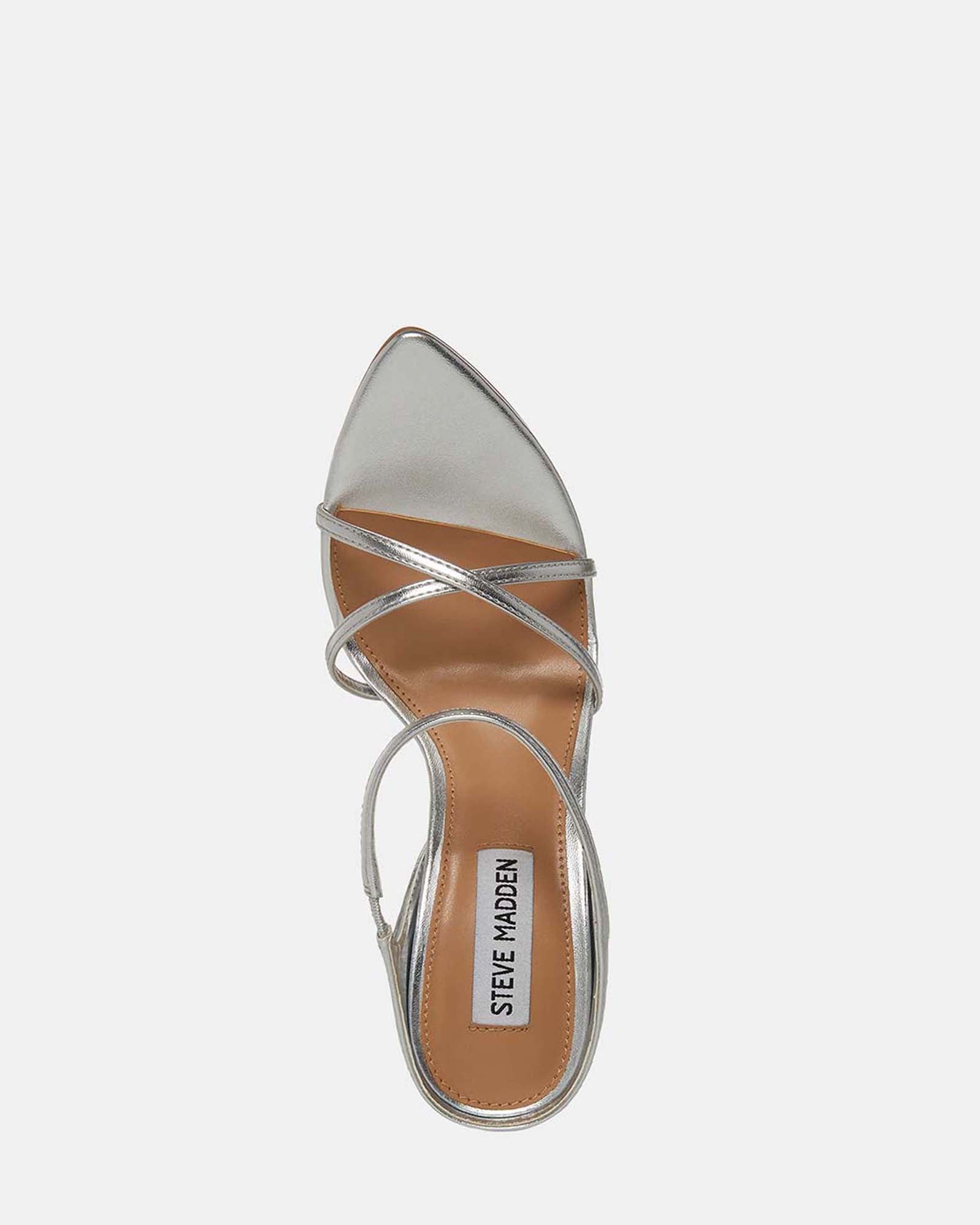 STUNNER Silver Strappy Mule | Women's Heels – Steve Madden