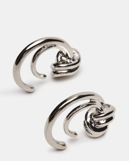 KNOT HOOP EARRINGS SILVER