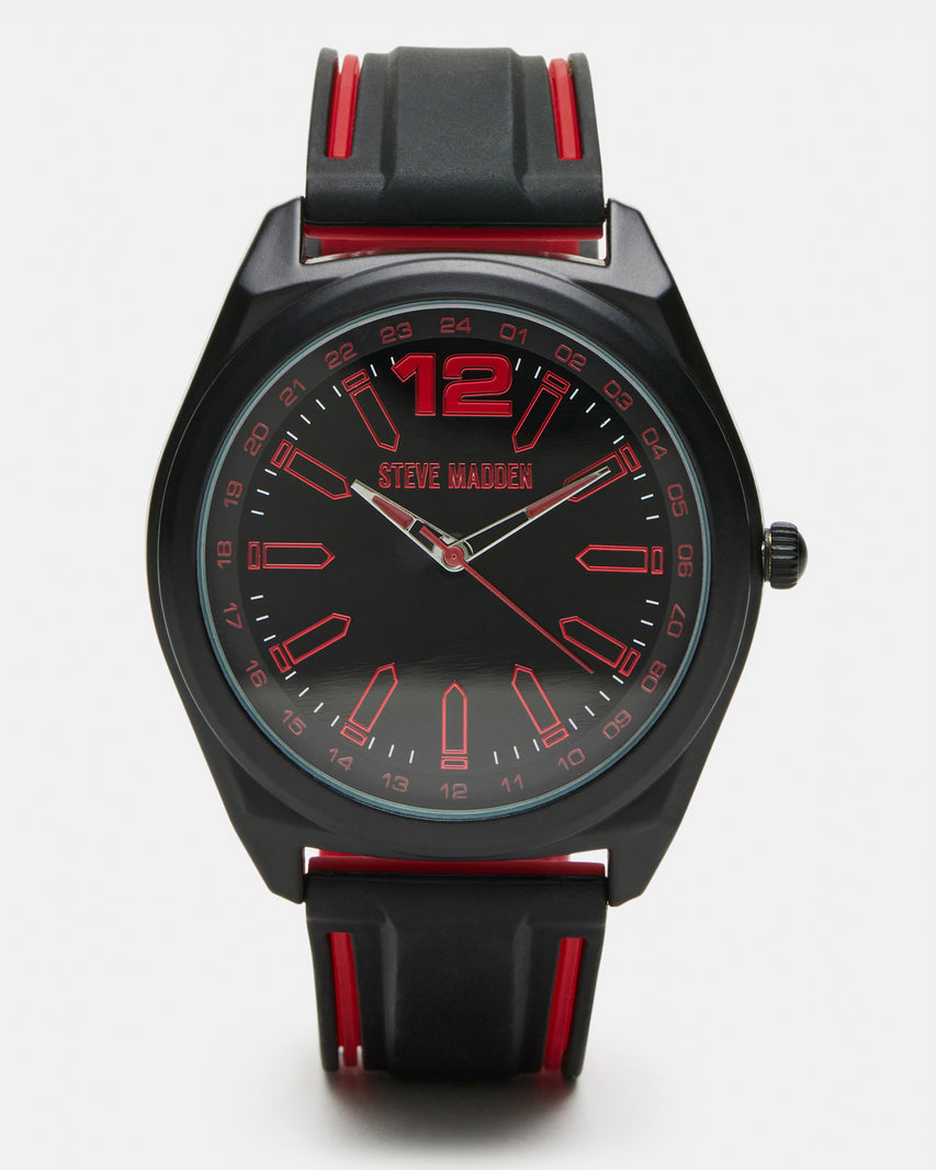 MEN'S SILICONE WATCH BLACK/RED