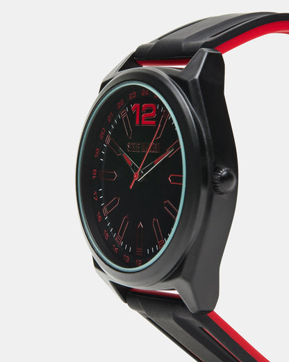 MEN'S SILICONE WATCH BLACK/RED