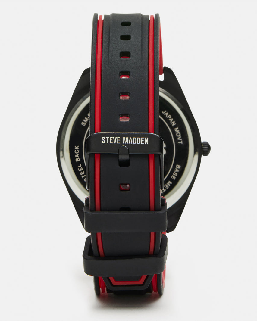 MEN'S SILICONE WATCH BLACK/RED