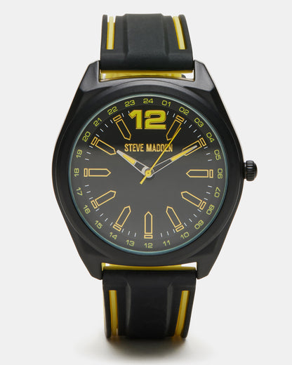 MEN'S SILICONE WATCH BLACK/YELLOW