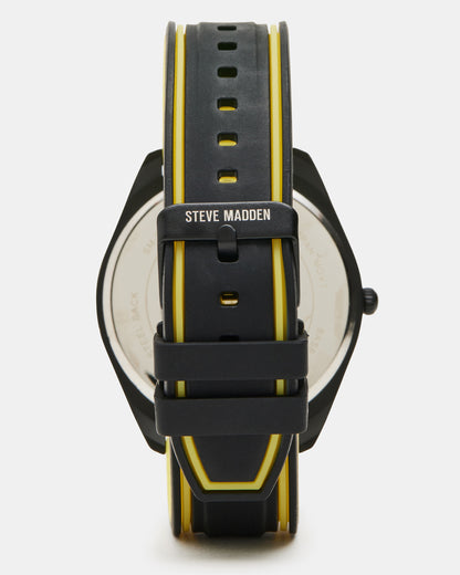 MEN'S SILICONE WATCH BLACK/YELLOW