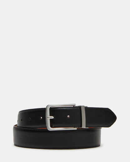 MEN'S REVERSIBLE FEATHERED BELT BLACK/COGNAC