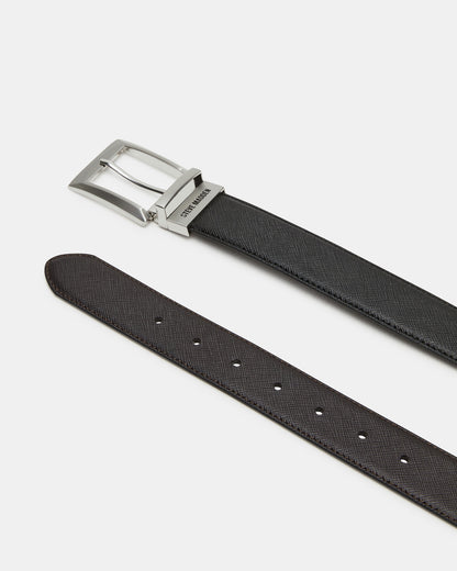 MEN'S REVERSIBLE SAFFIANO BELT BLACK/BROWN