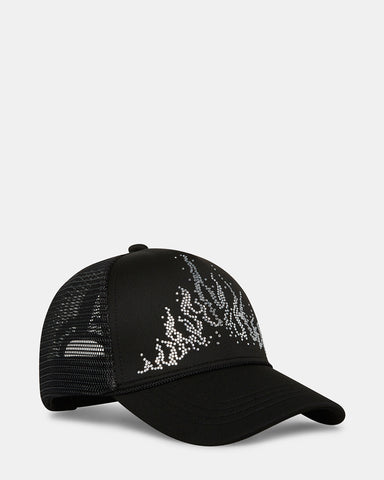 STONE FLAME TRUCKER HAT BLACK