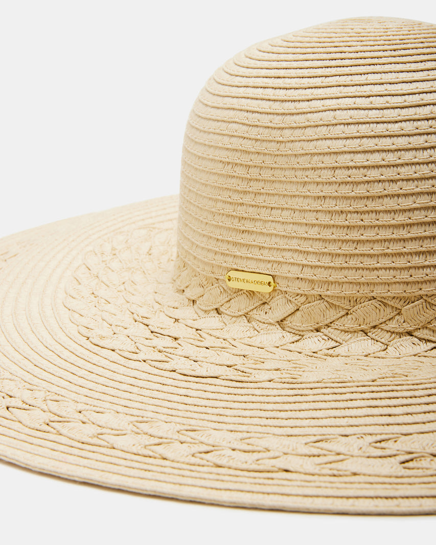 BRAIDED STRAW FLOPPY HAT NATURAL