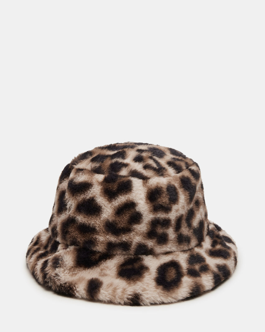 FAUX FUR BUCKET HAT LEOPARD