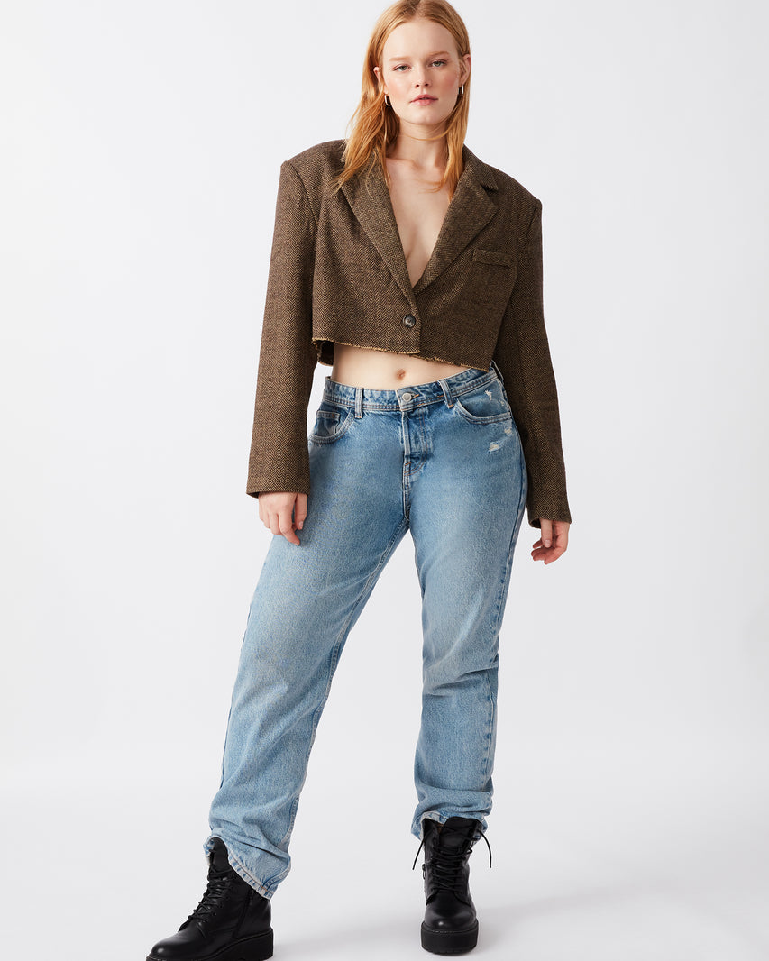 RUPI CROPPED BLAZER BROWN