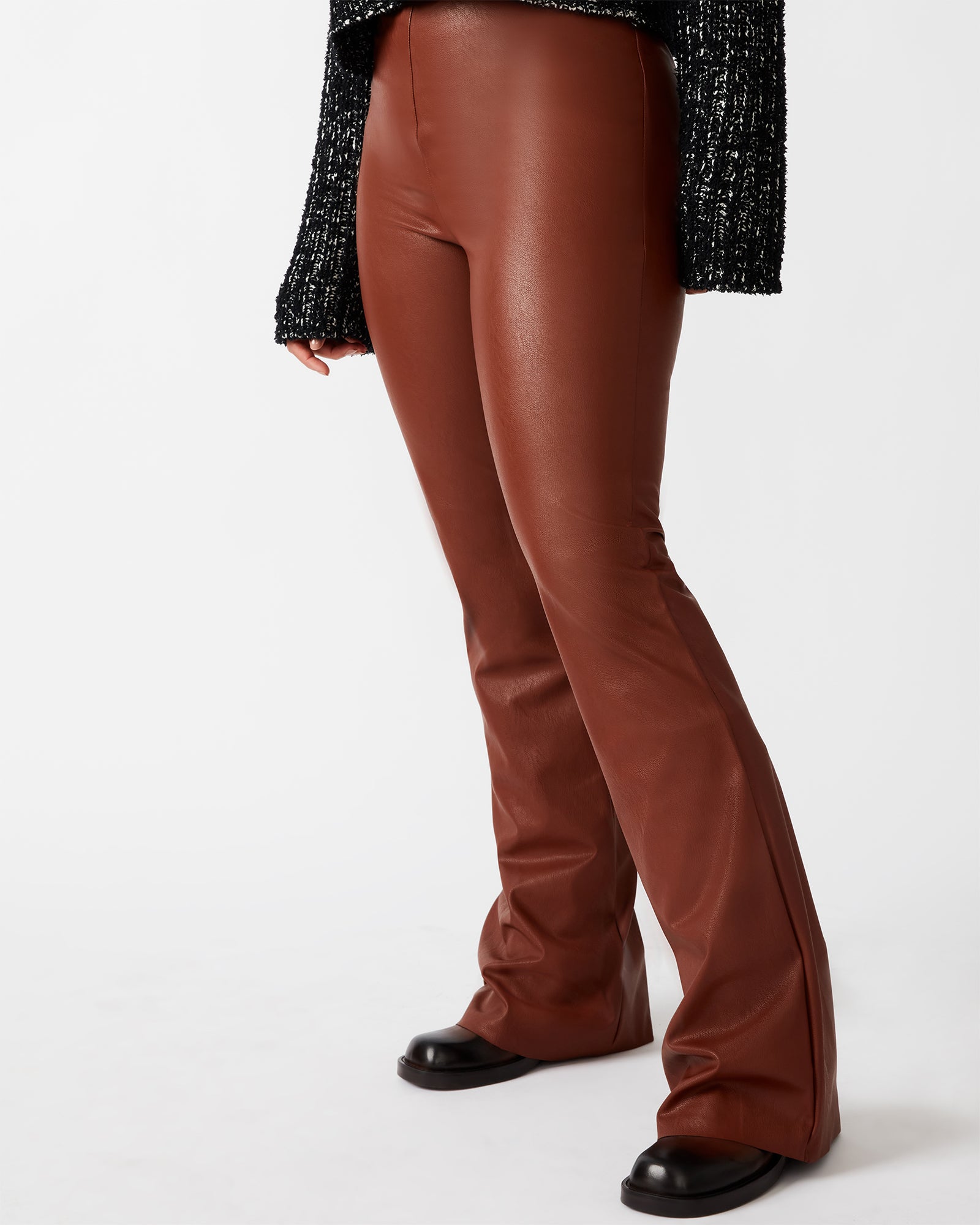 CITRINE Pant Cognac | Women's Faux Leather Flare Pants – Steve Madden