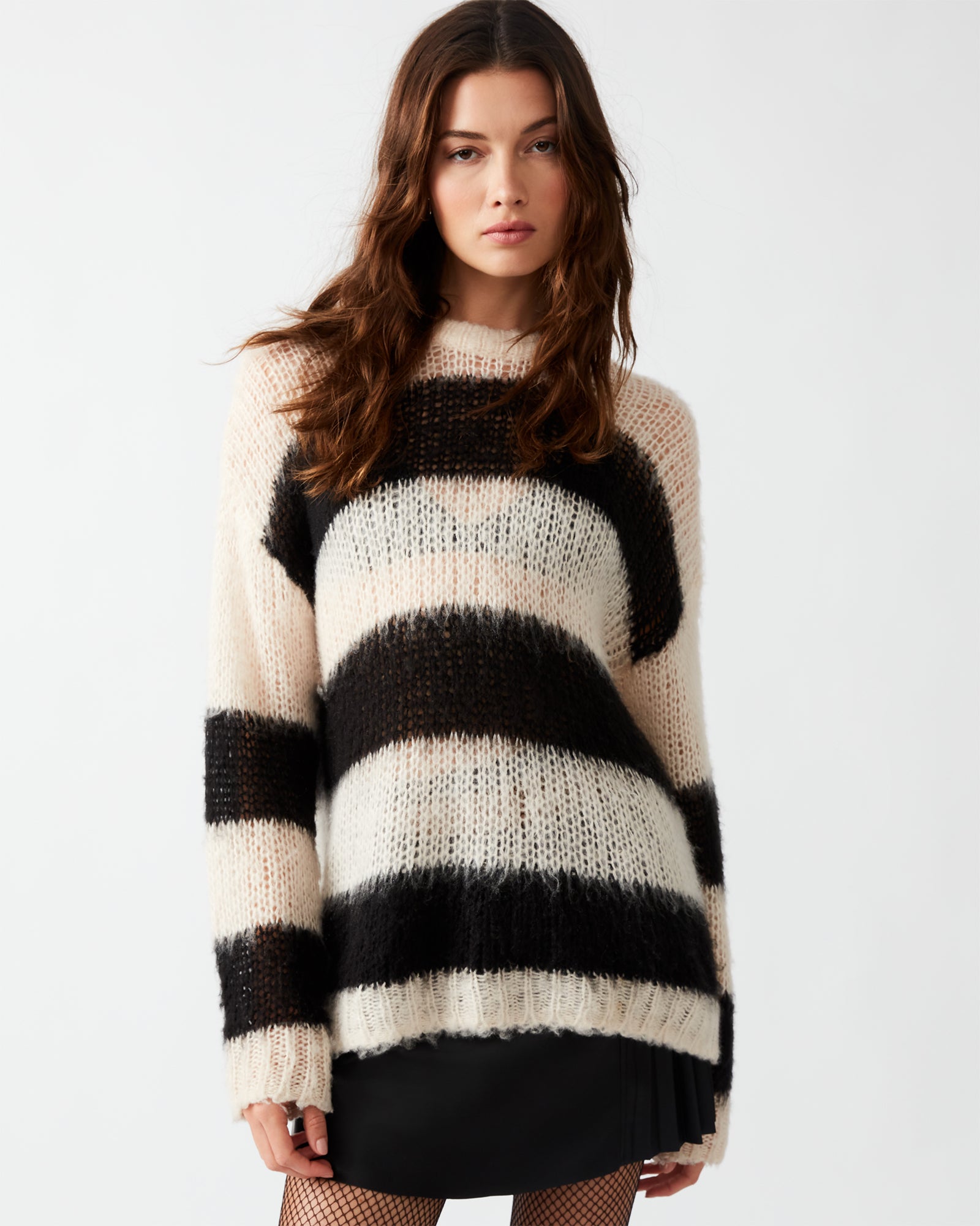 oversized striped sweater black and white