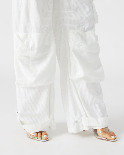 DUO SEQUIN PANT WHITE