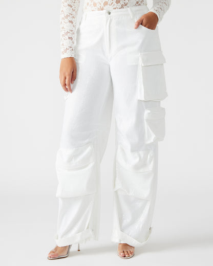 DUO SEQUIN PANT WHITE