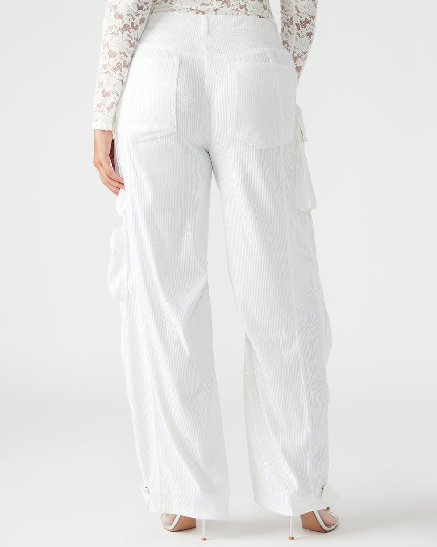 DUO SEQUIN PANT WHITE