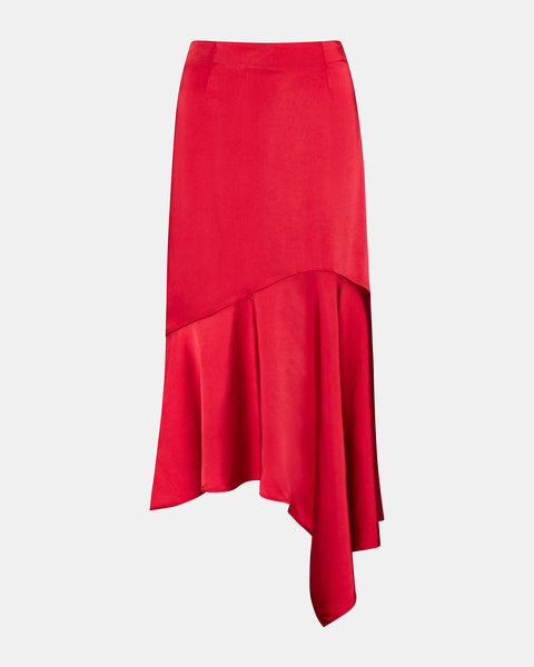 LUCILLE Skirt Red | Women's Satin Midi Skirt – Steve Madden