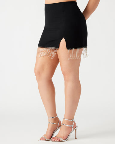 FRINGE CAM SKIRT BLACK