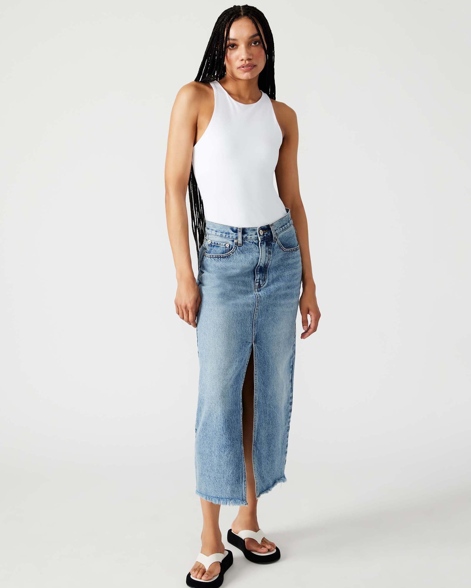 AVANI Denim Skirt | Women's Denim Maxi Skirt – Steve Madden