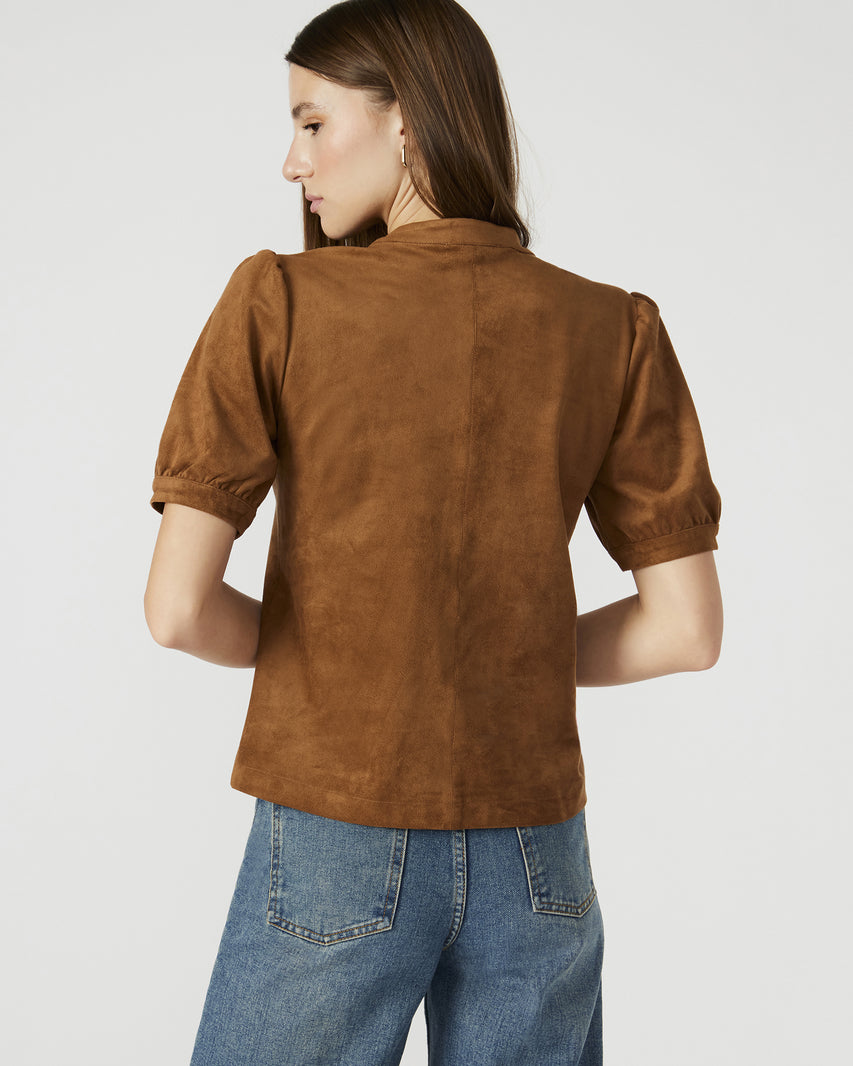 JANE SUEDE TOP COGNAC