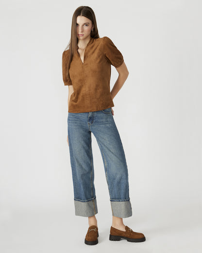 JANE SUEDE TOP COGNAC