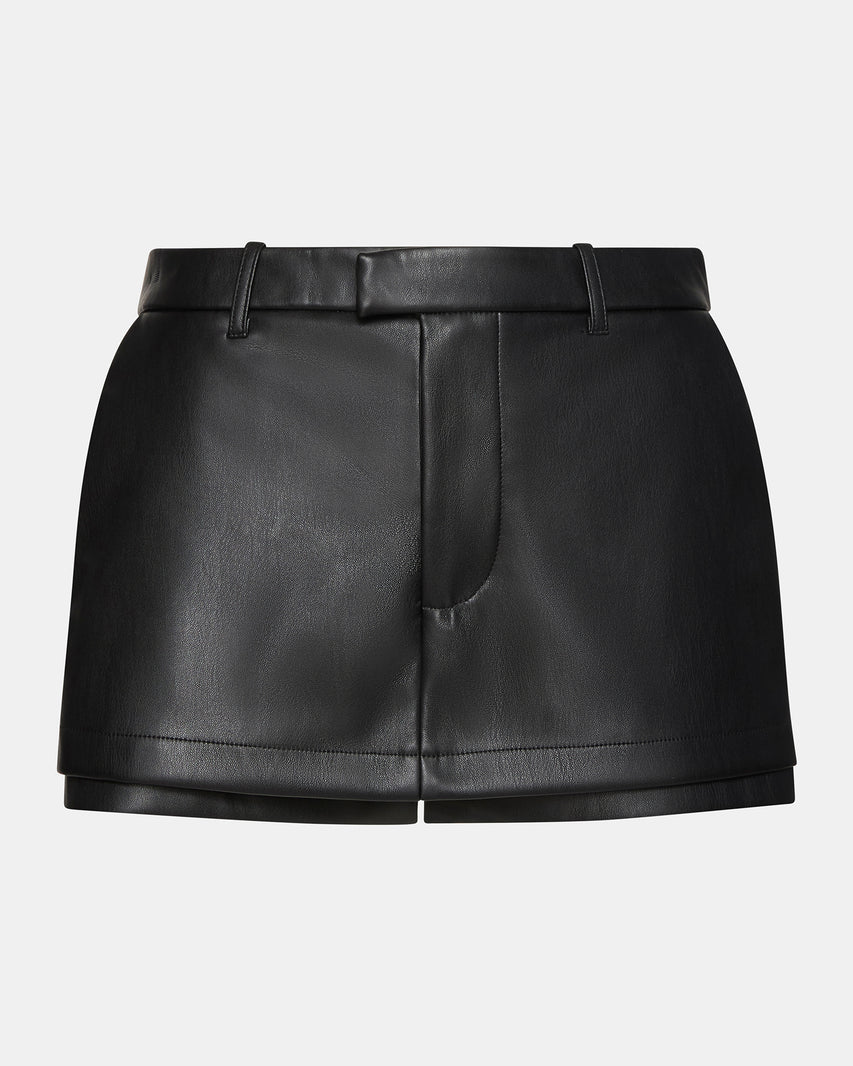 RODIN FAUX LEATHER SKORT BLACK