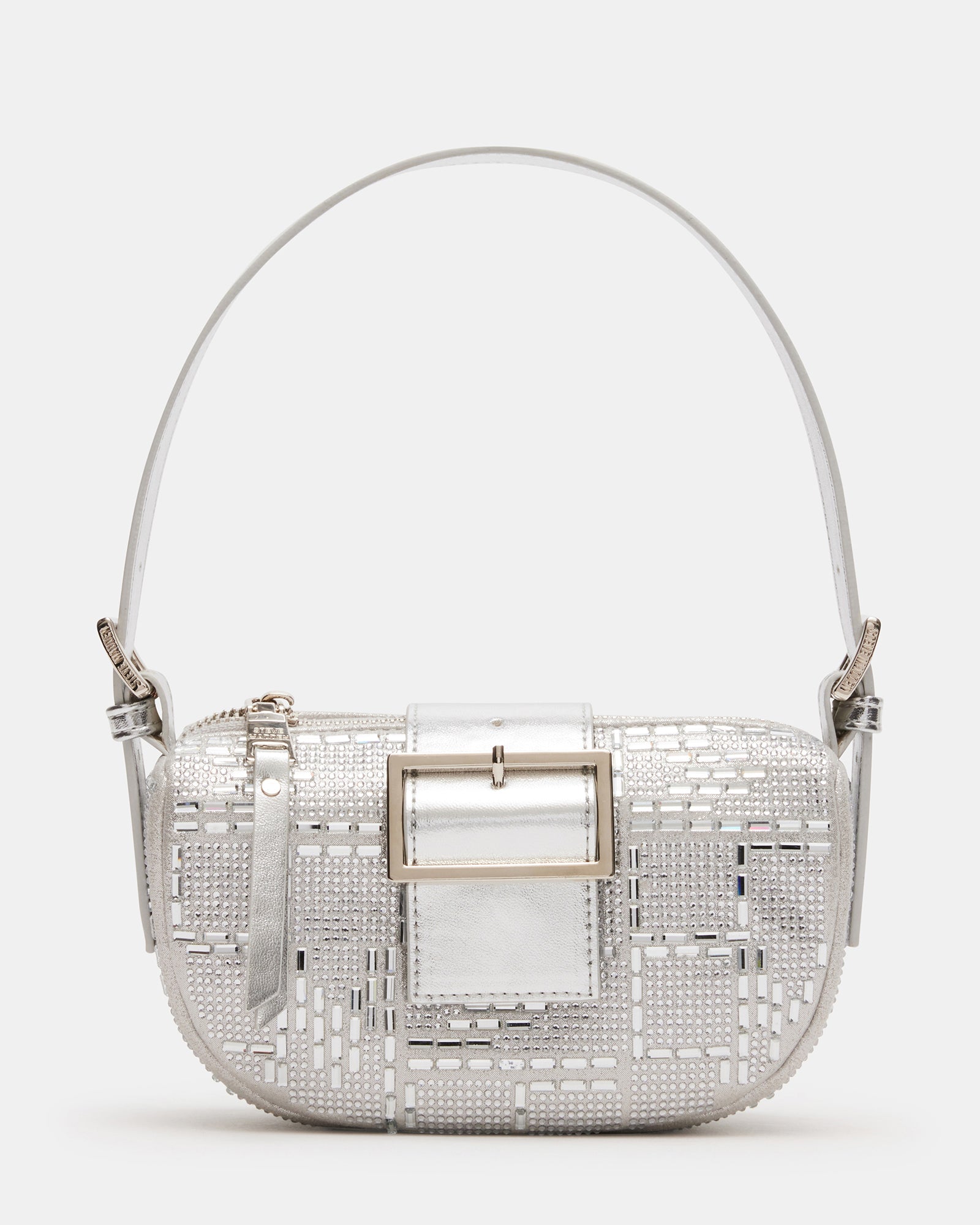 ALEXIS Bag Silver | Women's Crystal Shoulder Baguette Bag – Steve