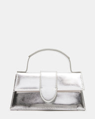 ARLAN Silver Metallic Trapezoidal Satchel Bag - Steve Madden