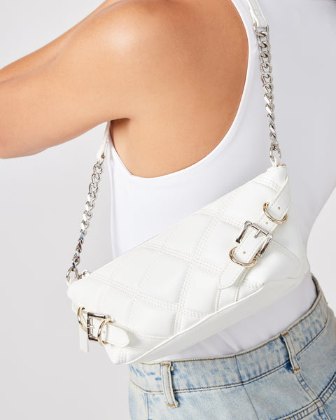 CANDI Bag White | Women's Quilted Shoulder Bag – Steve Madden