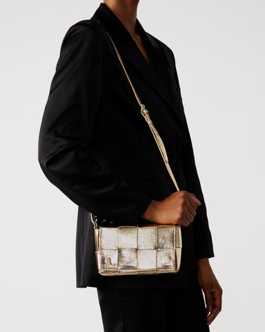 STEVE MADDEN Small Satchel Style Handbag - Gold and Black Animal