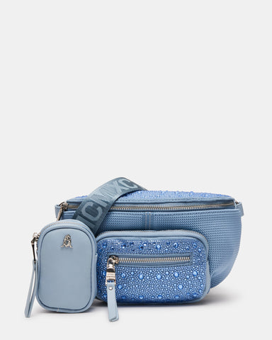 $46 Steve Madden Men's Blue Double Pocket Mesh Fanny Pack Bag