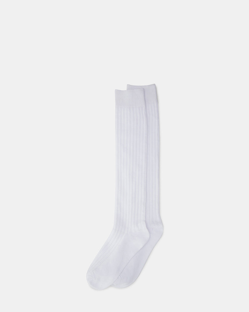 RIBBED KNEE HIGH SOCKS WHITE