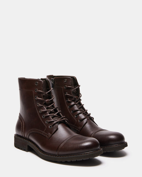 CAMDEM Brown Leather Lace-Up Boot | Men's Boots – Steve Madden