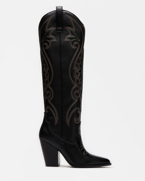 LASSO Black Multi Western Boot | Women's Knee High Boot – Steve Madden