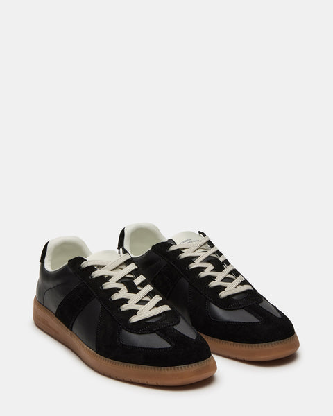 DIXON Black Leather Low-Top Panel Sneaker | Men's Sneakers – Steve Madden