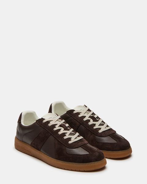 DIXON Brown Leather Low-Top Panel Sneaker | Men's Sneakers – Steve Madden