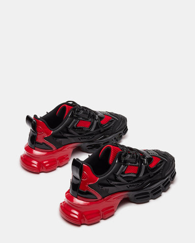 QUANTUM Black/Red Chunky Sole Sneaker - Steve Madden