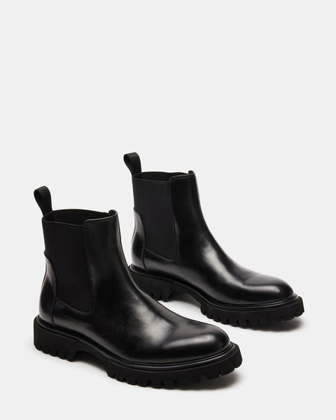 RAFAYEL Black Leather Chelsea Ankle Boot | Men's Boots – Steve Madden